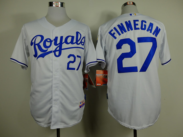 Men Kansas City Royals 27 Finnegan White MLB Jerseys